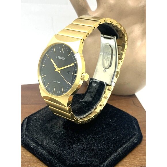 Citizen Men's Watch BM7582-56E Eco Drive Black Dial Gold Stainless Steel 40mm - Picture 2 of 15